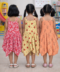 Fish Frock Floral Printed | Casual wear for Girl Kids Age 2 To 7 Years (Pack of 3)