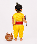 Janmashtami Krishna Fancy Dress Costume for Boys & Girls with Top & Bottom | 0 to 10 Years | Littile Krishna Outfit with Crown, Flute & Accessories