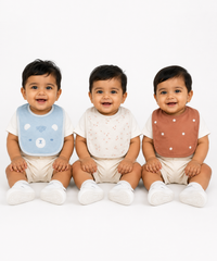 Baby Feeding Bibs 100% Pure Cotton for 3–12 Months (Pack of 3)