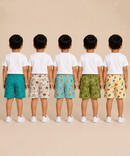 Boys Kids Pure Cotton Printed Shorts with Elastic | Age 4 to 5 Years (Pack of 5 Pieces)