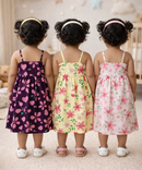 Girl Baby Sleeveless Cotton Frock Printed with Underwear | Age 0 to 6 Months (Pack of 3 Pieces)