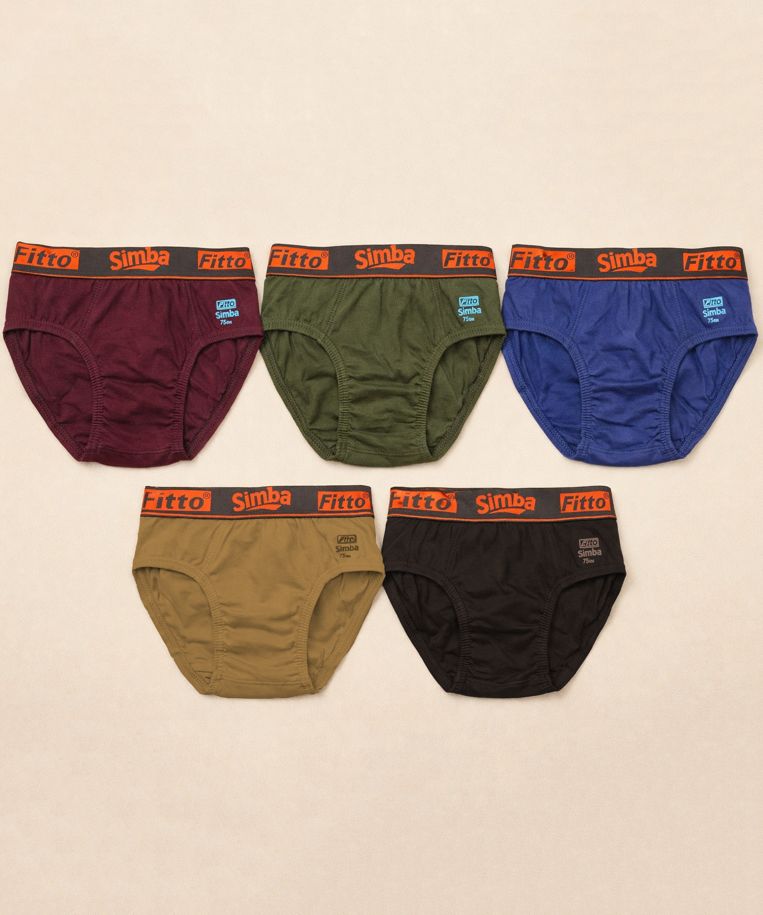 Boy Kids Simba Plain Underwear Brief 100% Pure Cotton | (Pack of 5)