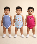 Boy & Girl Baby Tank Bodysuit | 100% Pure Cotton | Age 0-12 Months (Pack of 3 Combo)