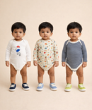 Boy & Girl Baby Long Sleeve Bodysuit | 100% Pure Cotton | Age 0-12 Months (Pack of 3 Combo)