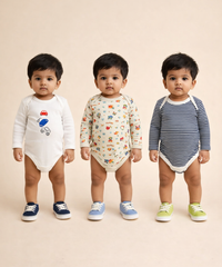 Boy & Girl Baby Long Sleeve Bodysuit | 100% Pure Cotton | Age 0-12 Months (Pack of 3 Combo)