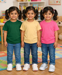 Kids Cotton Girls Tshirt Plain Multi Color | Age 0 to 6 Years (Pack of 3 Pieces)