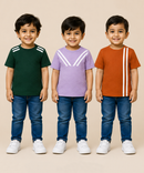 Kids Boys Popcorn Stripes Half Sleeve T-Shirt | Age 3 to 6 Years (Pack of 3 Pieces)