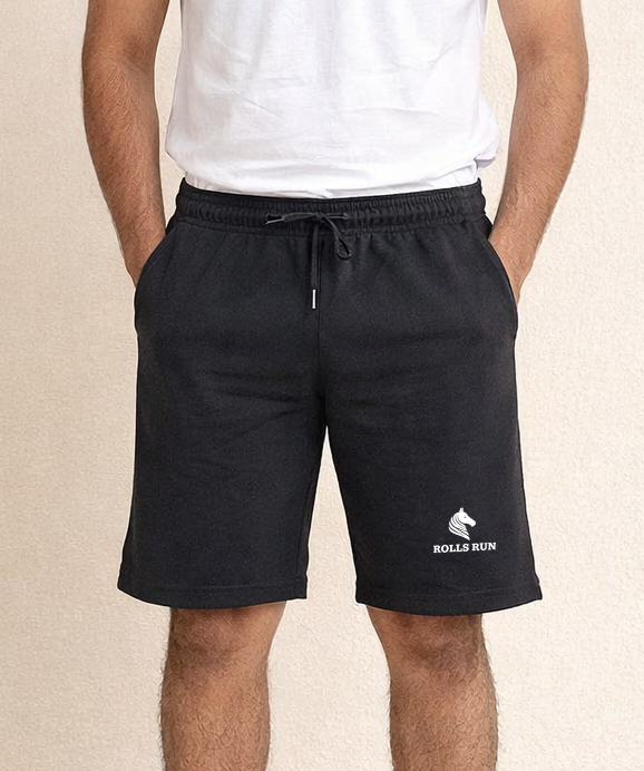 Men's Cotton Fabric Shorts for Regular Wear | Black Color | Sizes M, L, XL, 2XL | Rolls Run
