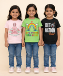Kids 100% Cotton Fine Tshirt With Printed Multi Colour | Age 1 to 6 Years (Pack of 3 Pieces)