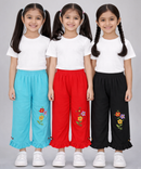 Pure Cotton Embroidered 3/4 Pajama Pant for Casual wear for Girl Kids Age 0 To 6 Years (Pack of 3)
