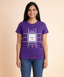 Premium Woman Half Sleeve T-Shirt / Round Neck Printed T-Shirt / Purple Color