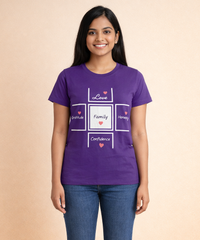 Premium Woman Half Sleeve T-Shirt / Round Neck Printed T-Shirt / Purple Color