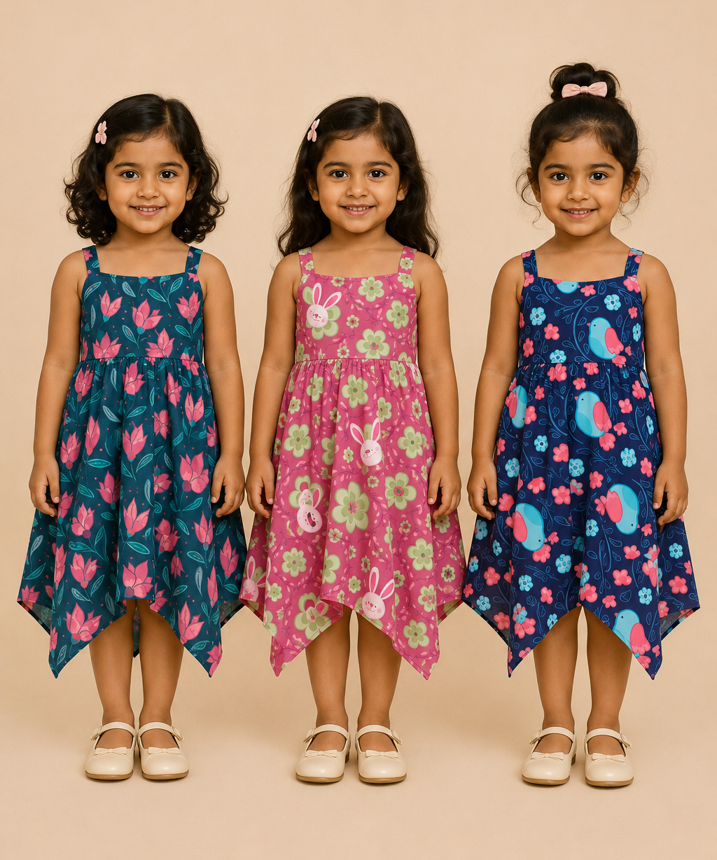 Fish Frock Floral Printed | Casual wear for Girl Kids Age 1 To 6 Years (Pack of 3)