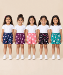 Girls Printed Cotton Shorts | Soft Elastic Waist Casual Shorts | Age 4 to 12 Years (Pack of 5 Pieces)