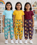 Pure Cotton Pajama Pant for Casual wear for Girl Kids Age 0 To 6 Years (Pack of 3)