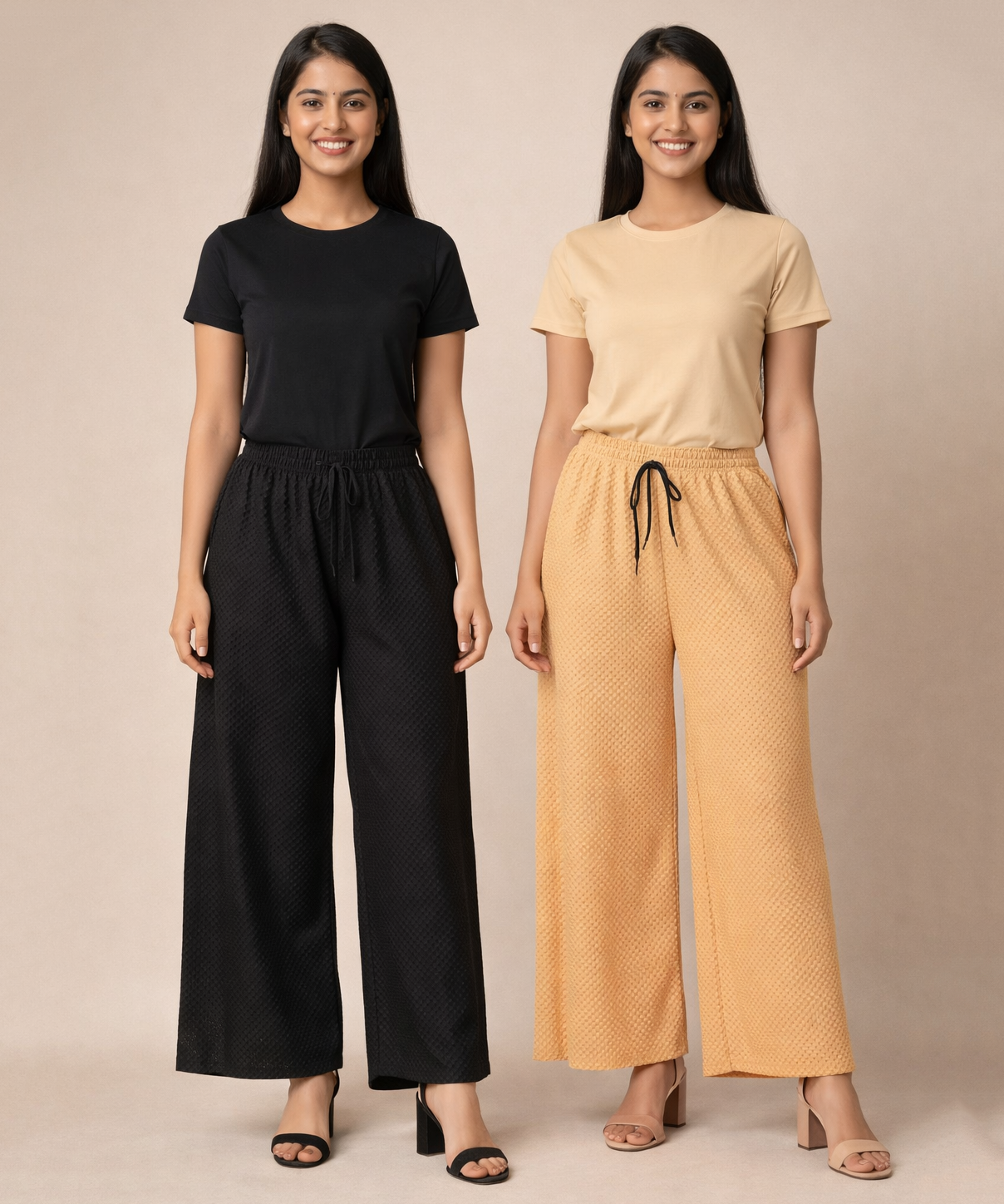 Birdseye Mesh Palazzo Pant | Casual Night wear for Women (Pack of 2)