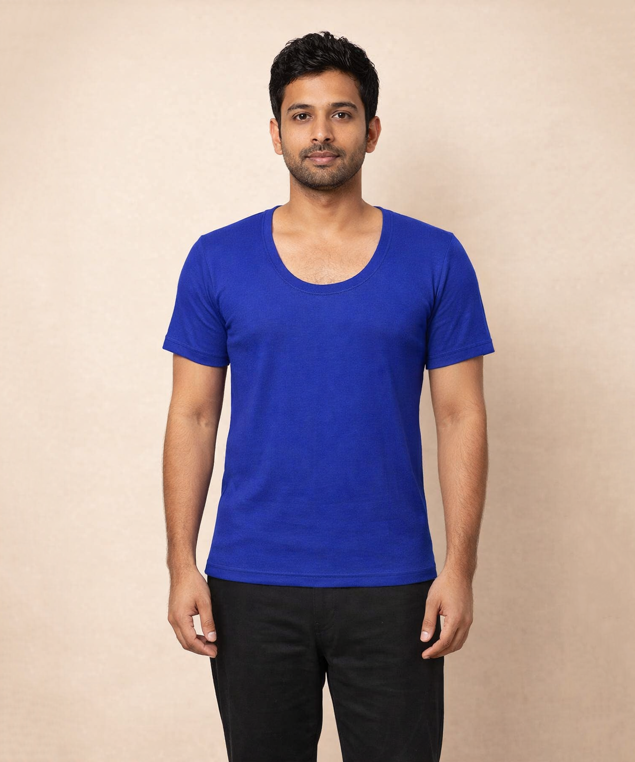 Fitto Men's Vest Ticker Plain Low Neck Half Sleeve Cotton | 5 Pack Combo | Soft Breathable Innerwear