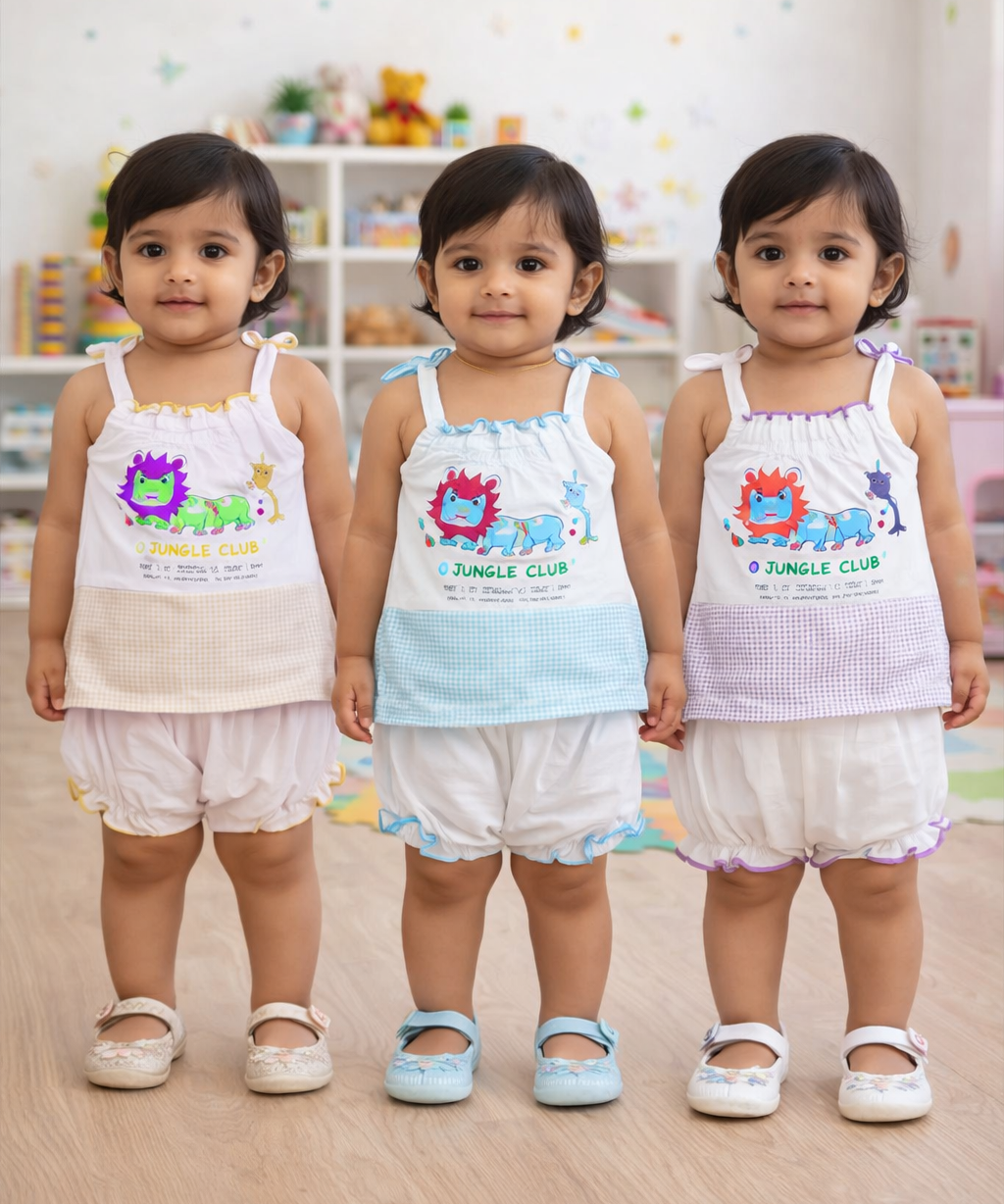 Boy & Girl Baby Printed Top Knot Dress | Top and Shorts Set | 100% Pure Cotton (Pack of 3 Sets Combo)