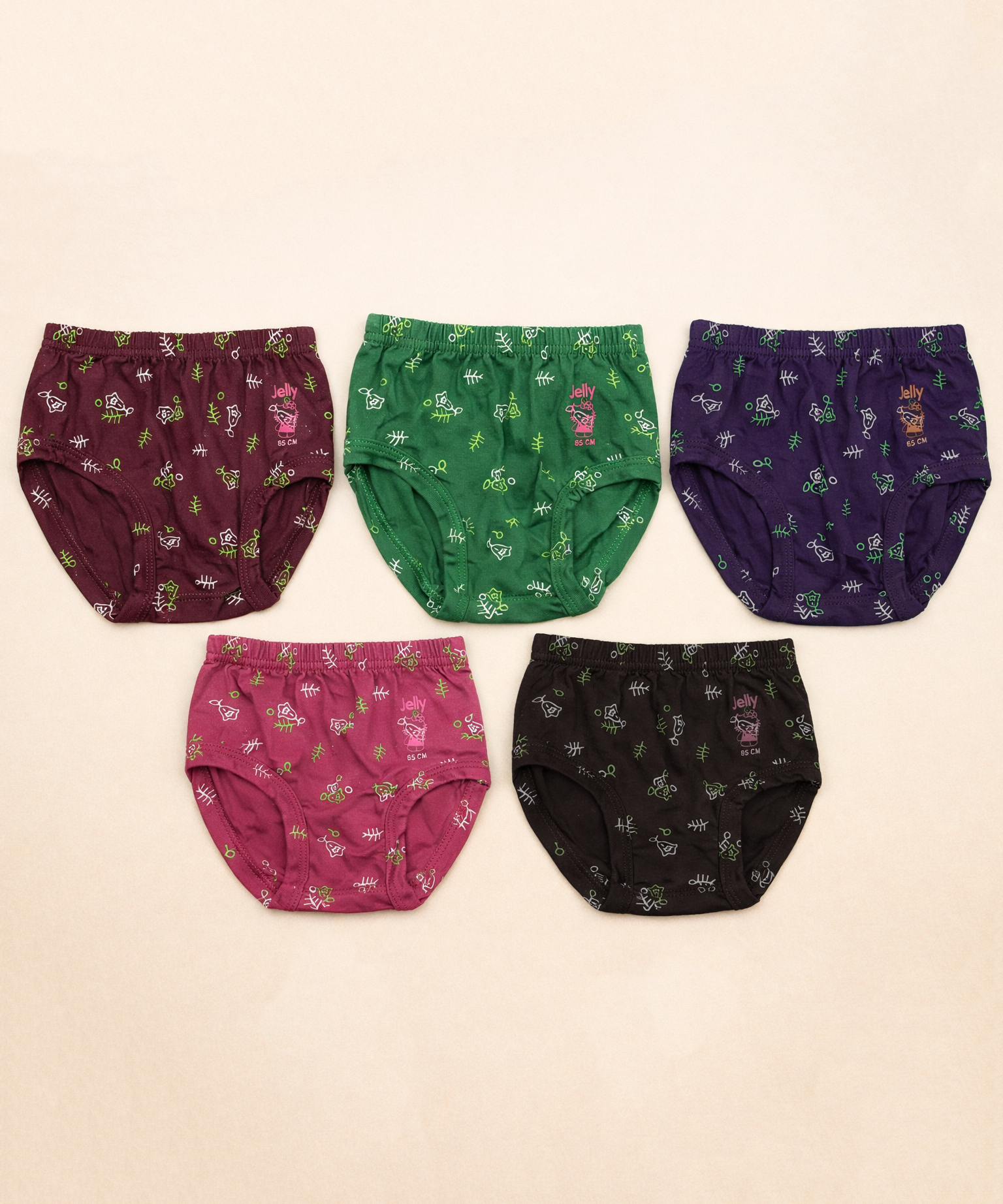 Girls Kids Jelly Print Underwear Brief 100% Pure Cotton | (Pack of 5)