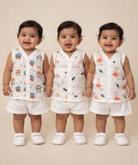 Baby Girls Sleeveless Muslin Cotton Printed Jebla Vest | 3–12 Months (Pack of 3)