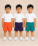 Pure Cotton Plain Shorts for Boys Kid with Elastic Age 3 Months to 4 Years (Pack of 3)