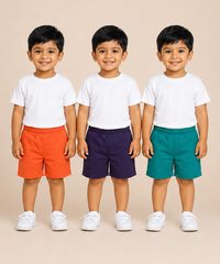 Pure Cotton Plain Shorts for Boys Kid with Elastic Age 3 Months to 4 Years (Pack of 3)