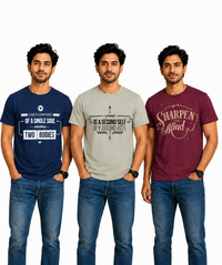 Men's Half Sleeve Printed Round Neck T-Shirt Combo (Pack of 3)