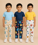 Pure Cotton Boys Printed Track Pant for Casual Night wear for Kids | Age 0 To 8 Years (Pack of 3)