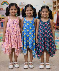 Fish Frock Floral Printed | Casual wear for Girl Kids Age 2 To 7 Years (Pack of 3)