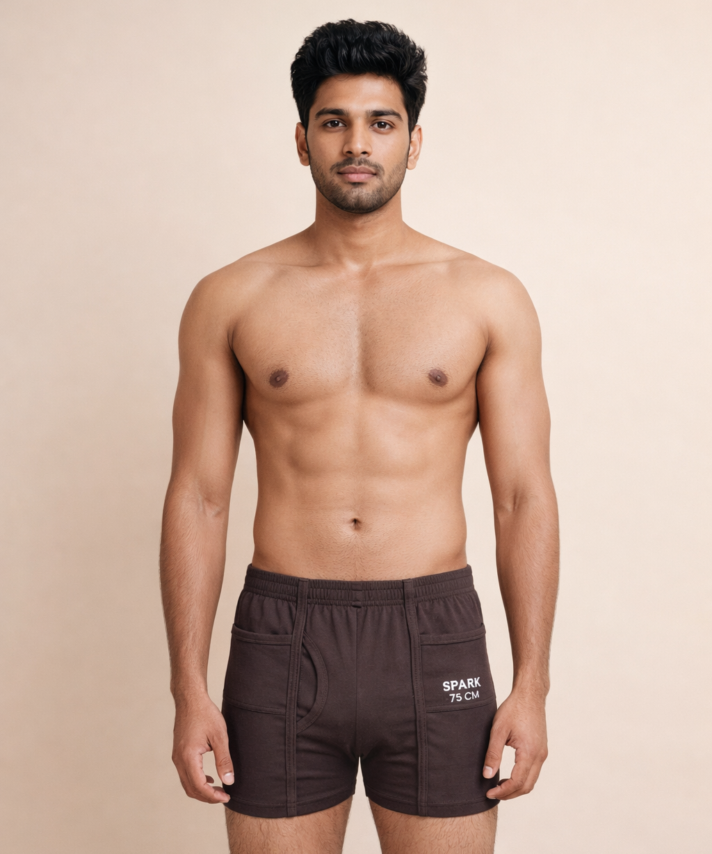 Fitto Spark Men's Fine Pocket Trunk Plain Brief 100% Pure Cotton | (Pack of 5)