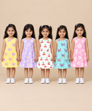 Girls 100% Cotton All Over Printed 2 To 5 Years Gown Dress/Frock Dress (Pack of 5)