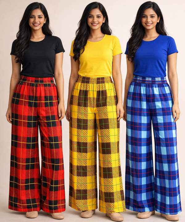 Printed Palazzo Pant | Casual Night wear for Women (Pack of 3)