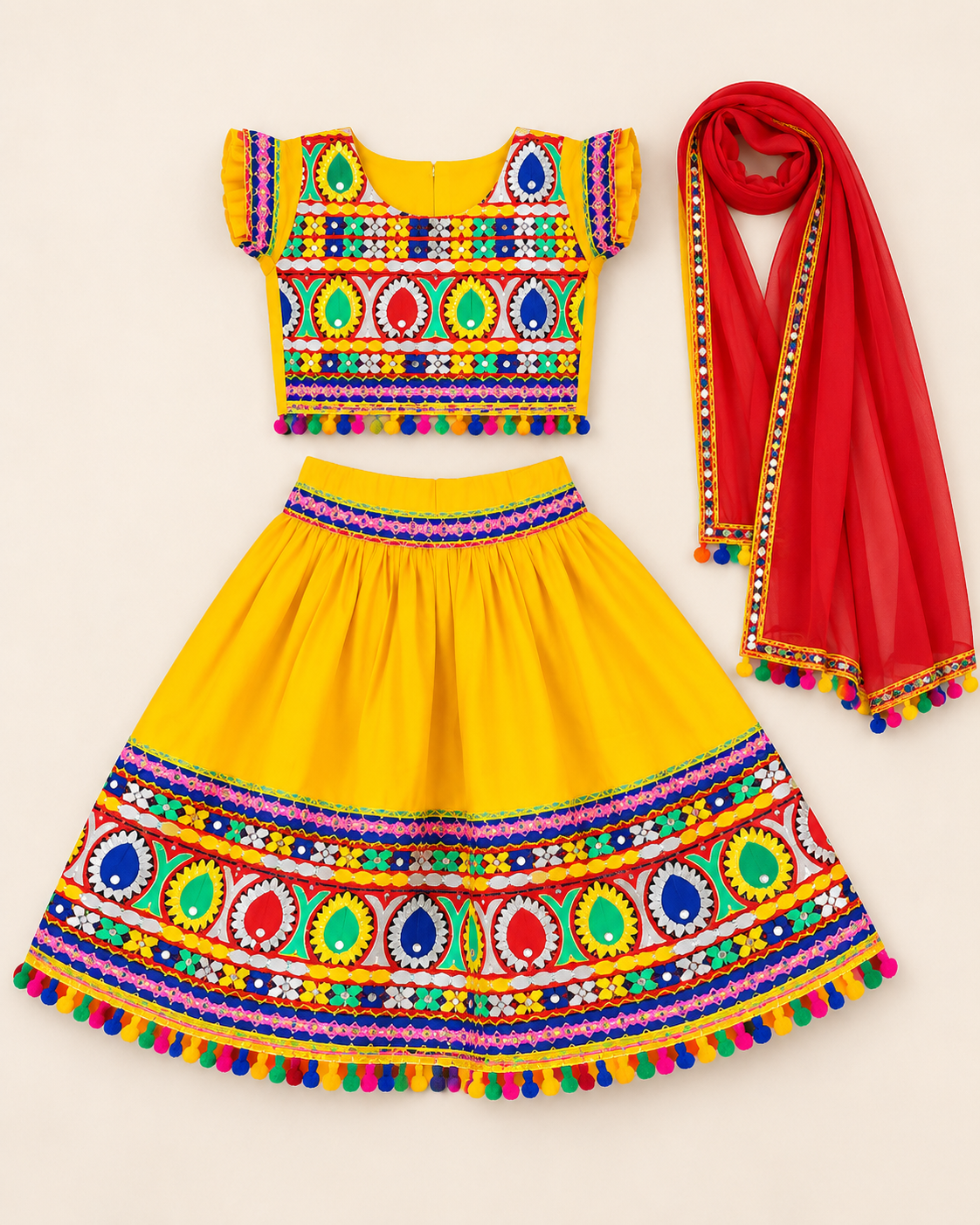 Girls Traditional Radha Style Lehenga Choli with Dupatta | Age 3 to 8 Years