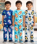 Boys Cotton Cartoon Printed Kids Co-ord Set Combo | Age 0 to 5 Years | T-shirt & Track pant (Combo Set Pack of 3)