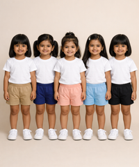Pure Cotton Plain Shorts for Boys Kid with Elastic Age 1 to 4 Years (Pack of 10)
