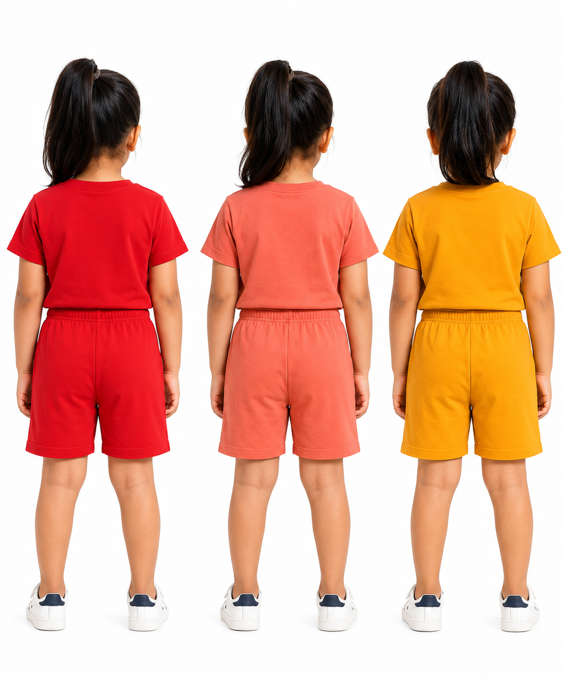 Kids Typography Print T-Shirt & Shorts Co-Ord Set for Girls | Age 6 Months-3 Years | Pack Of 3 Set Combo
