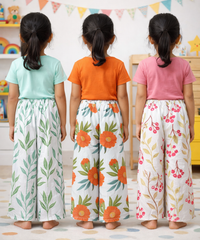 Printed Palazzo Pant | Casual Night wear for Girl Kids Age 4 To 10 Years (Pack of 3)