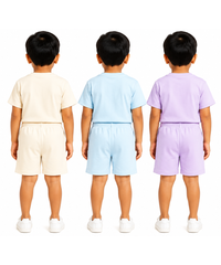 Kids Cartoon Print T-Shirt & Shorts Co-Ord Set for Boys | Age 6 Months-3 Years | Pack Of 3 Set Combo