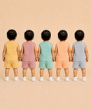 Boy & Girl Babies Poly Cotton Sleeveless Printed Top & Shorts Co-ord Set | 0-6 Months (Pack of 5) - Style 3