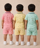 Boy & Girl Baby Unisex Cotton Polo/Collar Babies Co-ord Set Combo / Age 0-24 Months (Tshirt & Shorts Set Pack of 3) - 2120