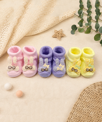 Soft Cotton Baby Booties | 0 to 12 Months | Pack of 3 Pairs Set
