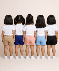 Pure Cotton Plain Shorts for Boys Kid with Elastic Age 1 to 4 Years (Pack of 10)
