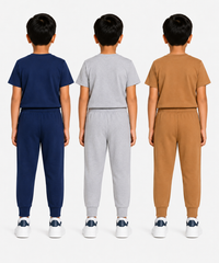 Boys Graphic Printed T-Shirt & Typography Track Pant Co-Ord Set | Age 2-5 Years | Pack Of 3 Set