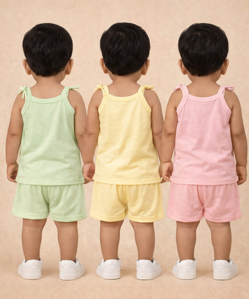 Boy & Girl Baby Printed Top Knot Dress | Top and Shorts Set | 100% Pure Cotton (Pack of 3 Sets Combo) - 2117