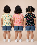 Kids Girls Cotton Printed T-shirt | 0 to 3 Years (Pack Of 3 Pieces)