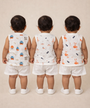 Baby Girls Sleeveless Muslin Cotton Printed Jebla Vest | 3–12 Months (Pack of 3)
