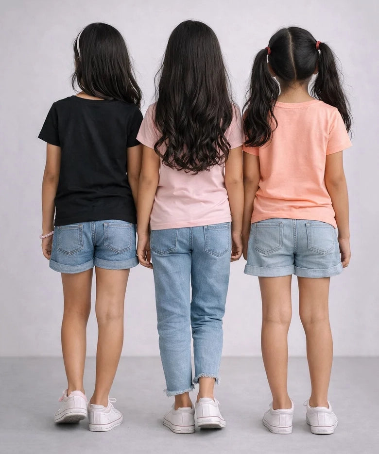 Girls Printed Casual Round Neck T-shirt (Pack of 3 Pieces)