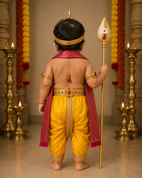 Baby Lord Murugan Fancy Dress Costume Set with  Crown & Temple Jewellery | Premium Traditional Kids Devotional, Lord, God Costume