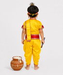 Janmashtami Krishna Fancy Dress Costume for Boys & Girls with Top & Bottom | 0 to 10 Years | Littile Krishna Outfit with Crown, Flute & Accessories