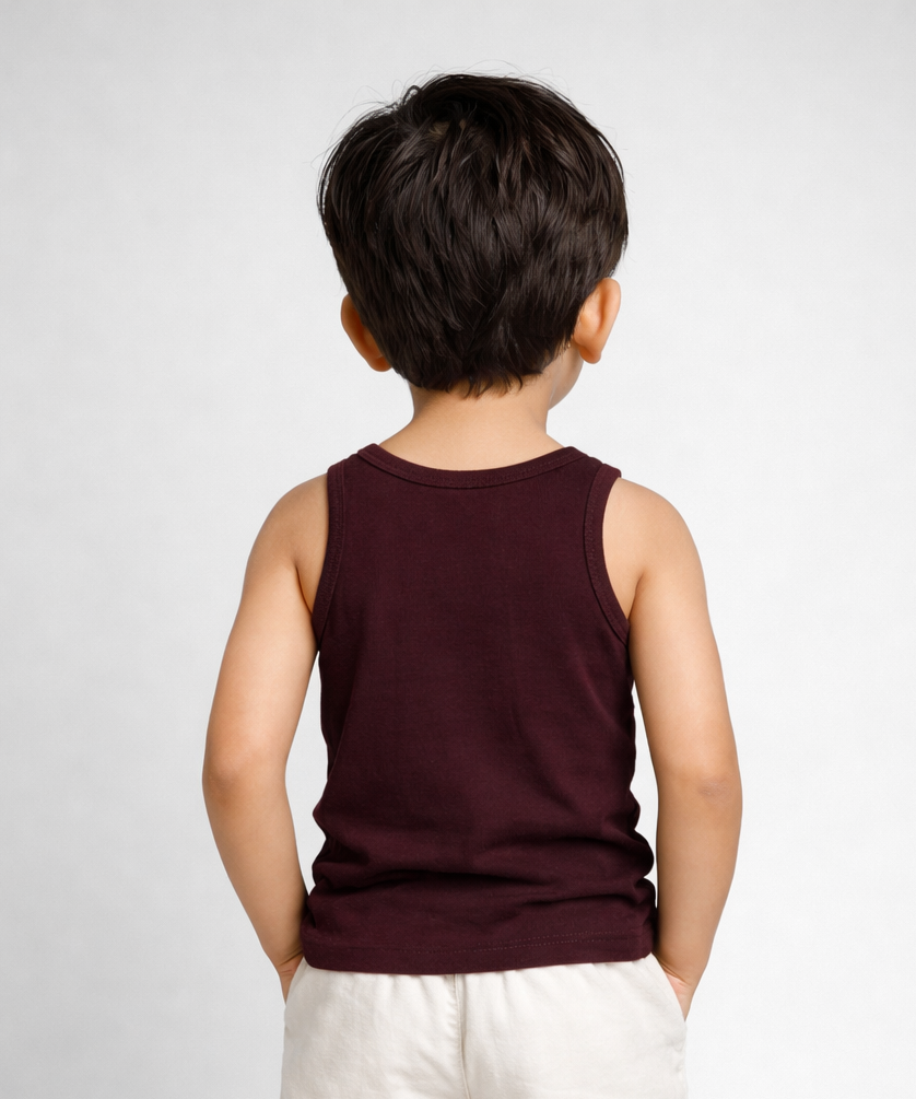 Kids Boys Color Cotton Inner Vest – Comfortable Sleeveless Undershirt ( Pack Of 5 Combo )